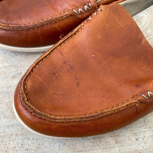 Olukai Kiele Sz 8 Loafers Shoes Flats Leather Brown Tan Slip On Comfort Chic! - Picture 4 of 7